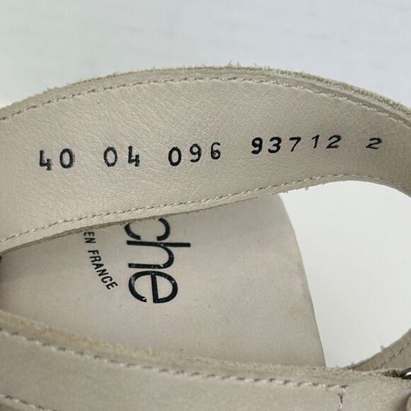 Arche Cream Leather Open Toe Wedge Sandals Cut Outs Made in France Shoes EU 40 9 - Picture 7 of 14